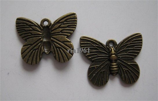 bedeltje/charm vlinders: vlinder 07 brons -19x15 mm - 1