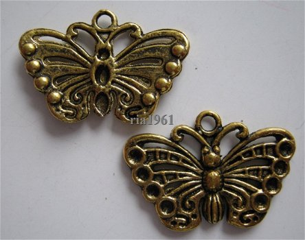 bedeltje/charm vlinders:vlinder 12 goud - 25x18 mm - 1