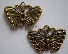 bedeltje/charm vlinders:vlinder 12 goud - 25x18 mm