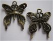 bedeltje/charm vlinders:vlinder groot brons - 27x24 mm - 1 - Thumbnail