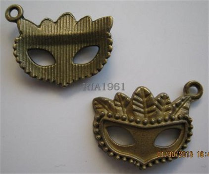 bedeltje/charm maskers:masker brons - 22x17 mm - 1