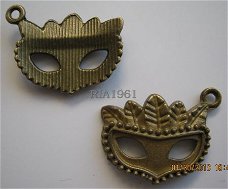 bedeltje/charm maskers:masker brons - 22x17 mm