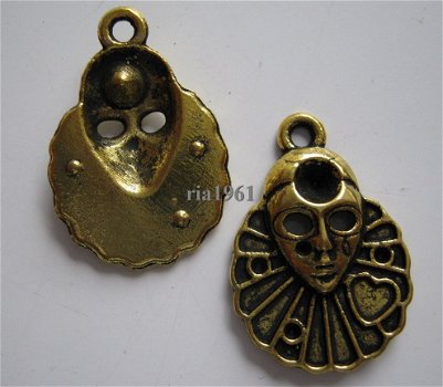 bedeltje/charm maskers:carnavalsmasker 7 goud - 27x18 mm - 1