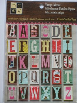 DCWV vintage collector chipboard alphabet stickers (2x) - 1