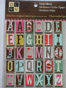 DCWV vintage collector chipboard alphabet stickers (2x)