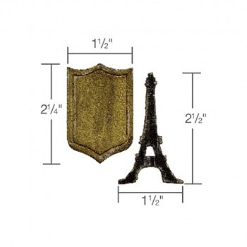 5x Tim Holtz bigz chipboard stansen eiffel tower & shield - 1