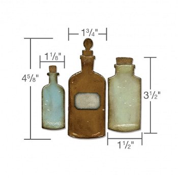 3x Tim Holtz bigz chipboard stansen apothecary bottles - 1