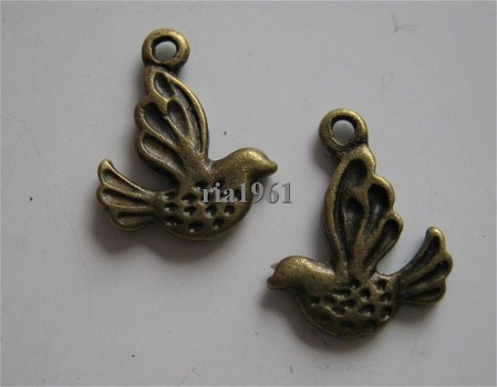 bedeltje/charm vogels:vogeltje klein brons - 14x11 mm - 1