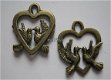 bedeltje/charm vogels:lovebirds brons - 18x15 mm - 1 - Thumbnail