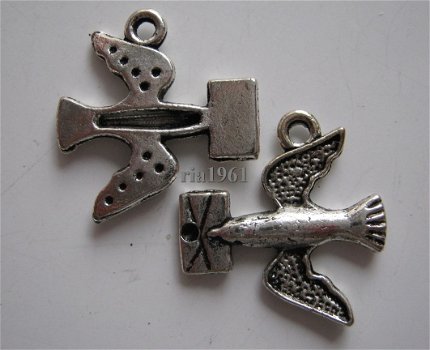 bedeltje/charm vogels:postduif - 20x19 mm - 1