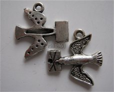 bedeltje/charm vogels:postduif - 20x19 mm