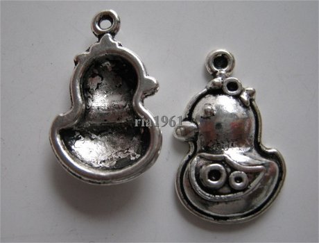 bedeltje/charm vogels: (bad) eendje - 23x14 mm - 0