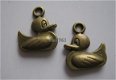 bedeltje/charm vogels:eend brons -19x16 mm - 1 - Thumbnail