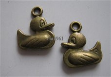 bedeltje/charm vogels:eend brons -19x16 mm