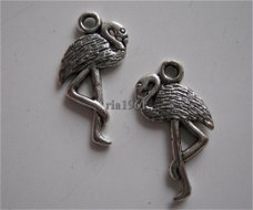 bedeltje/charm vogels:flamingo - 25x13 mm