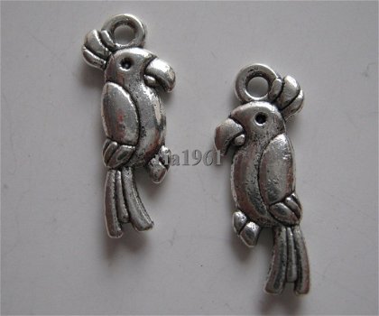 bedeltje/charm vogels:mini-papagaai -18x8 mm:10 voor 0,75 - 1