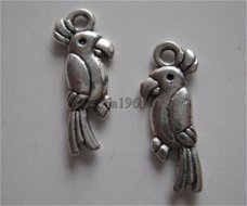 bedeltje/charm vogels:mini-papagaai -18x8 mm:10 voor 0,75