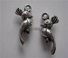 bedeltje/charm vogels: papagaaitje - 19x9 mm