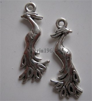 bedeltje/charm vogels:pauw - 32x13 mm - 1