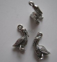 bedeltje/charm vogels:pelikaantje(zwaar) - 18x10 mm