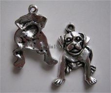 bedeltje/charm dieren: hondje 5 - 27x18 mm