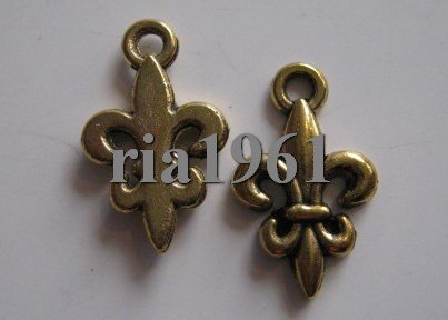 bedeltje/charm bloem: fleur de lis klein goud - 16x10 mm - 1