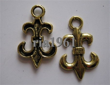 bedeltje/charm bloem:fleur de lis goud -24x15 mm - 1