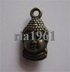 bedeltje/charm buddha:buddha hoofdje brons - 16 mm