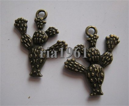 bedeltje/charm bloem : cactus 2 brons - 25x20 mm - 0