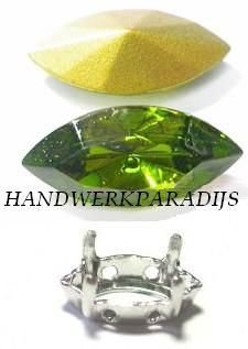 Swarovski 4200/02 Olivine 15x7mm +Holder Per Stuk - 1