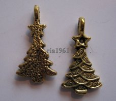 bedeltje/charm kerst:kerstboompje goud - 20 mm