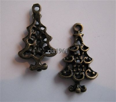 bedeltje/charm kerst:kerstboom 7 brons - 22x12 mm - 1
