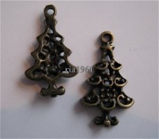 bedeltje/charm kerst:kerstboom 7 brons - 22x12 mm