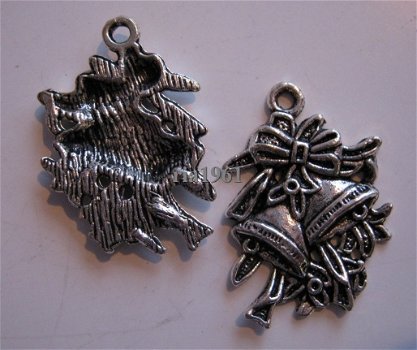 bedeltje/charm kerst:kerstbellen plat - 27x18 mm - 1