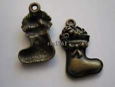 bedeltje/charm kerst:kerstlaars brons - 20x14 mm