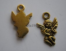 bedeltje/charm kerst:engeltje met gitaar goud - 17x11 mm