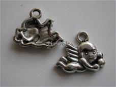 bedeltje/charm kerst:engeltje liggend - 16x14 mm