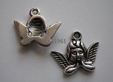 bedeltje/charm kerst:engelkopje - 20x16 mm