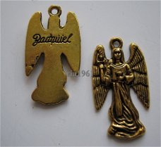 bedeltje/charm kerst:engel zadquiel goud - 26x15 mm