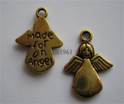 bedeltje/charm kerst:engeltje 02 goud - 18x13 mm - 1