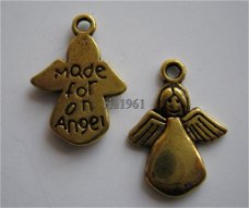 bedeltje/charm kerst:engeltje 02 goud - 18x13 mm