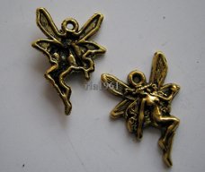 bedeltje/charm kerst:engeltje 05 goud - 22x14 mm