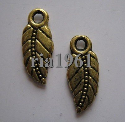 bedeltje/charm op=op :blad 7 goud - 17 mm (NOG 3 STUKS!) - nr. 1