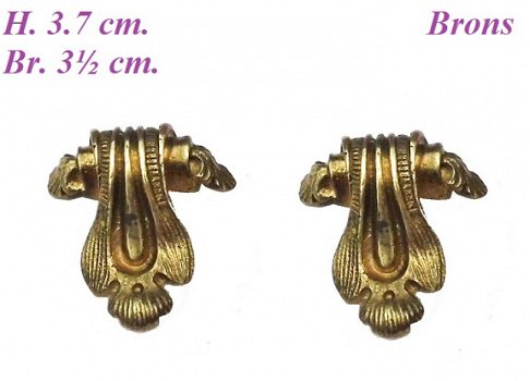 ===2 Klokstel ornamentjes = brons = oud === 25828 - 1