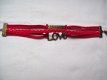 ibiza armband rood met love en peace brons hipppiemarkt - 1 - Thumbnail