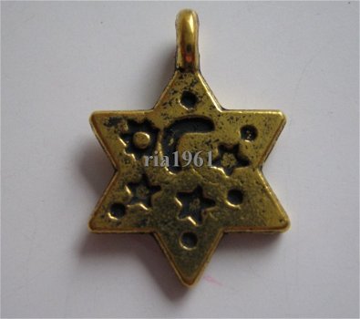 bedeltje/charm kerst:ster 1 bewerkt goud - 20x13 mm - 1