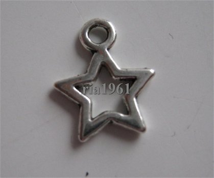 bedeltje/charm kerst:sterretje 6 zilver -12x10 mm - 1