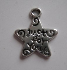 bedeltje/charm kerst:ster 07 - just for you - 15x12 mm