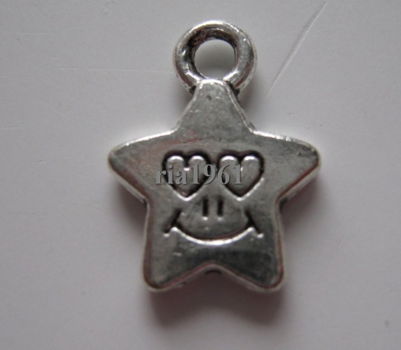 bedeltje/charm kerst:ster 08 - smile - 15x11 mm - 1