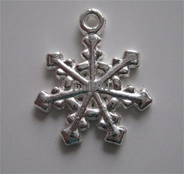 bedeltje/charm kerst:sneeuwster 02 wit zilver - 20x16 mm - 1